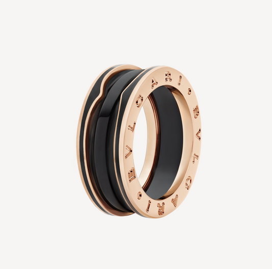 [Rosla Jewelry]ZERO 1 TWO-BAND WITH MATTE BLACK CERAMIC PINK GOLD RING