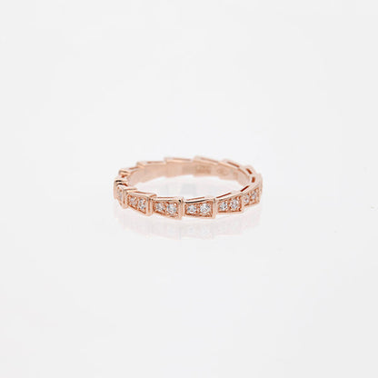 [Rosla Jewelry]SERPENTI RING PINK GOLD DIAMOND PAVED 3MM