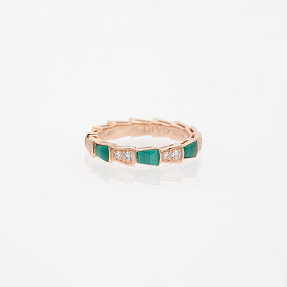 [Rosla Jewelry]SERPENTI RING PINK GOLD MALACHITE DIAMOND 3MM