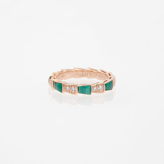 [Rosla Jewelry]SERPENTI RING PINK GOLD MALACHITE DIAMOND 3MM