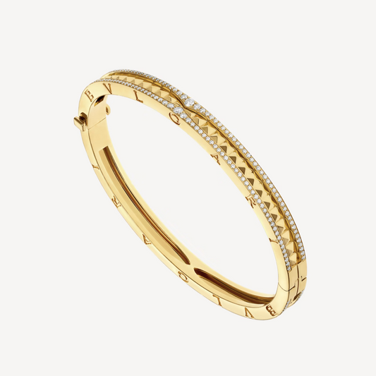 [Rosla Jewelry]ZERO 1 SPIRAL AND PAVED DIAMOND GOLD BRACELET