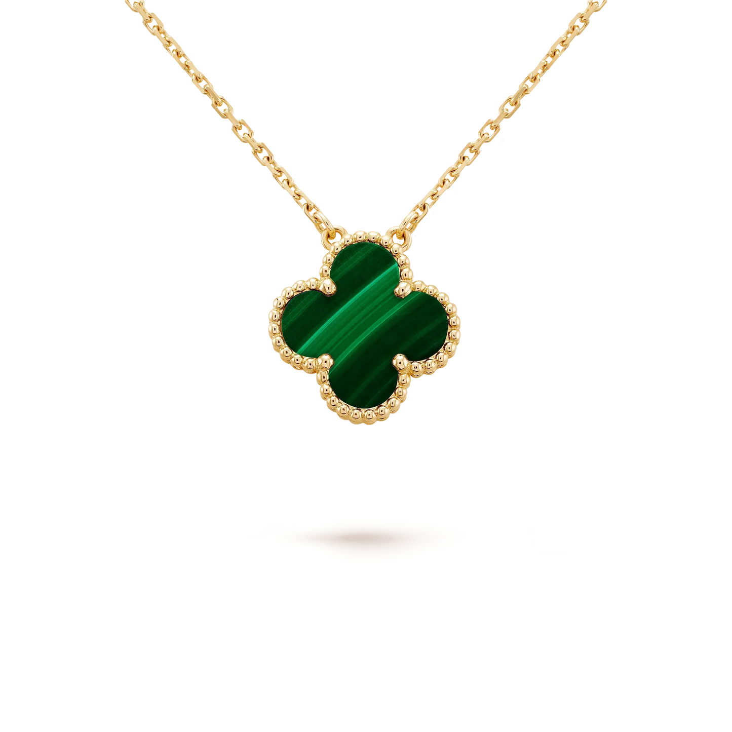 [Rosla Jewelry]CLOVER 15MM MALACHITE SINGLE FLOWER  NECKLACE