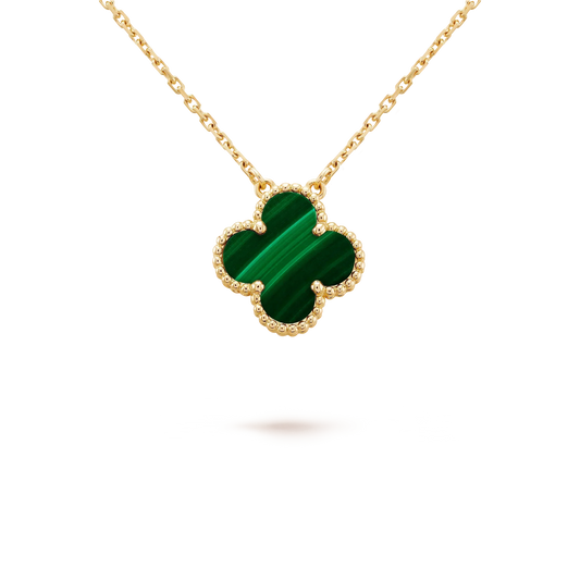 [Rosla Jewelry]CLOVER 15MM MALACHITE SINGLE FLOWER  NECKLACE