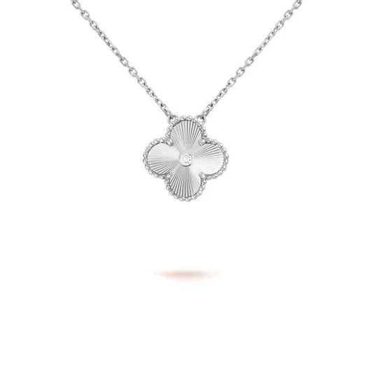 [Rosla Jewelry]CLOVER  15MM DIAMOND LASER NECKLACE SILVER