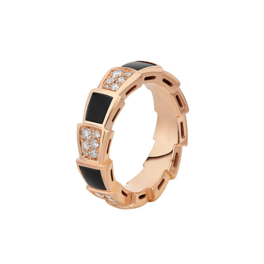 [Rosla Jewelry]SERPENTI RING PINK GOLD BLACK MOP DIAMOND PAVED 4MM