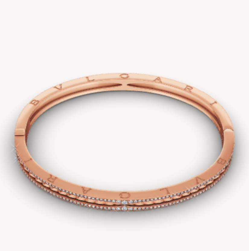 [Rosla Jewelry]ZERO 1 SPIRAL AND PAVED DIAMOND PINK GOLD BRACELET