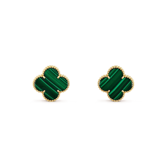 [Rosla Jewelry]CLOVER MINI 9.5MM MALACHITE  EARRINGS