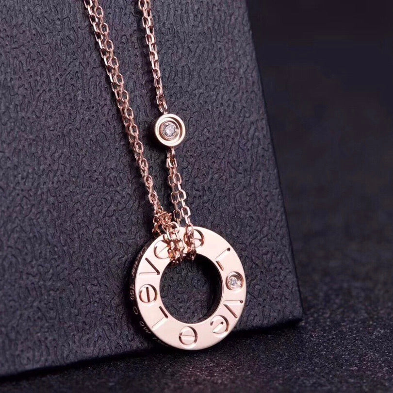 [Rosla Jewelry]LOVE NECKLACE 16MM 2 DIAMONDS