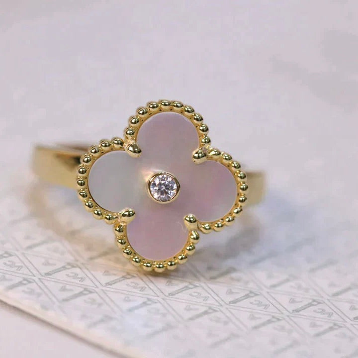 [Rosla Jewelry]CLOVER PINK MOP RING GOLD DIAMOND