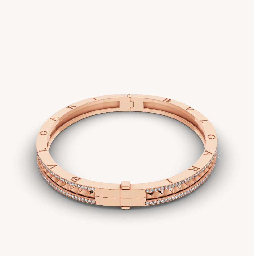 [Rosla Jewelry]ZERO 1 SPIRAL AND PAVED DIAMOND PINK GOLD BRACELET