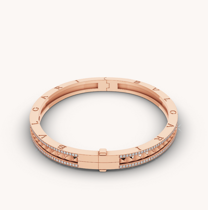 [Rosla Jewelry]ZERO 1 SPIRAL AND PAVED DIAMOND PINK GOLD BRACELET