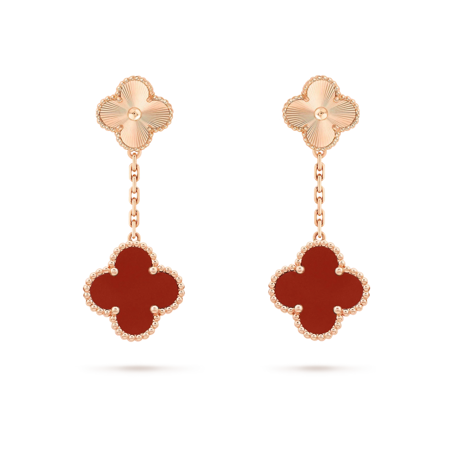 [Rosla Jewelry]CLOVER 2 MOTIF  LASER CARNELIAN EARRINGS