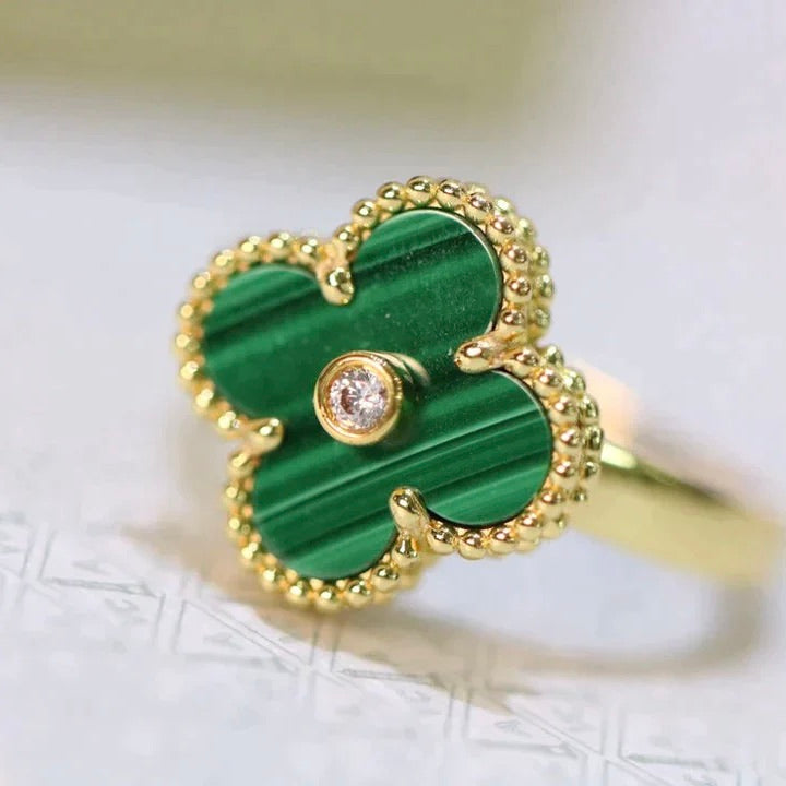 [Rosla Jewelry]CLOVER MALACHITE RING GOLD DIAMOND