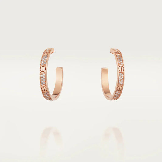 [Rosla Jewelry]LOVE DIAMOND PINK GOLD HOOP EARRINGS