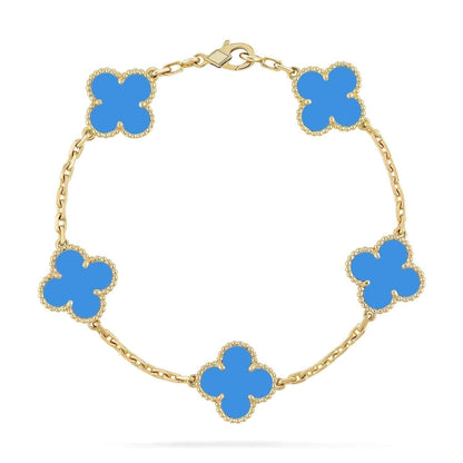 [Rosla Jewelry]CLOVER 5 MOTIFS BLUE AGATE BRACELET