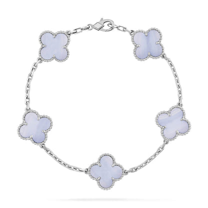 [Rosla Jewelry]CLOVER  5 MOTIF PURPLE CHALCEDONY BRACELET SILVER