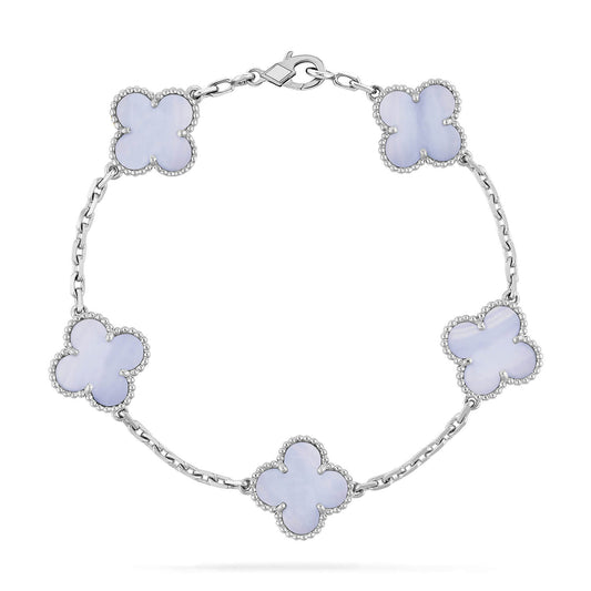 [Rosla Jewelry]CLOVER  5 MOTIF PURPLE CHALCEDONY BRACELET SILVER