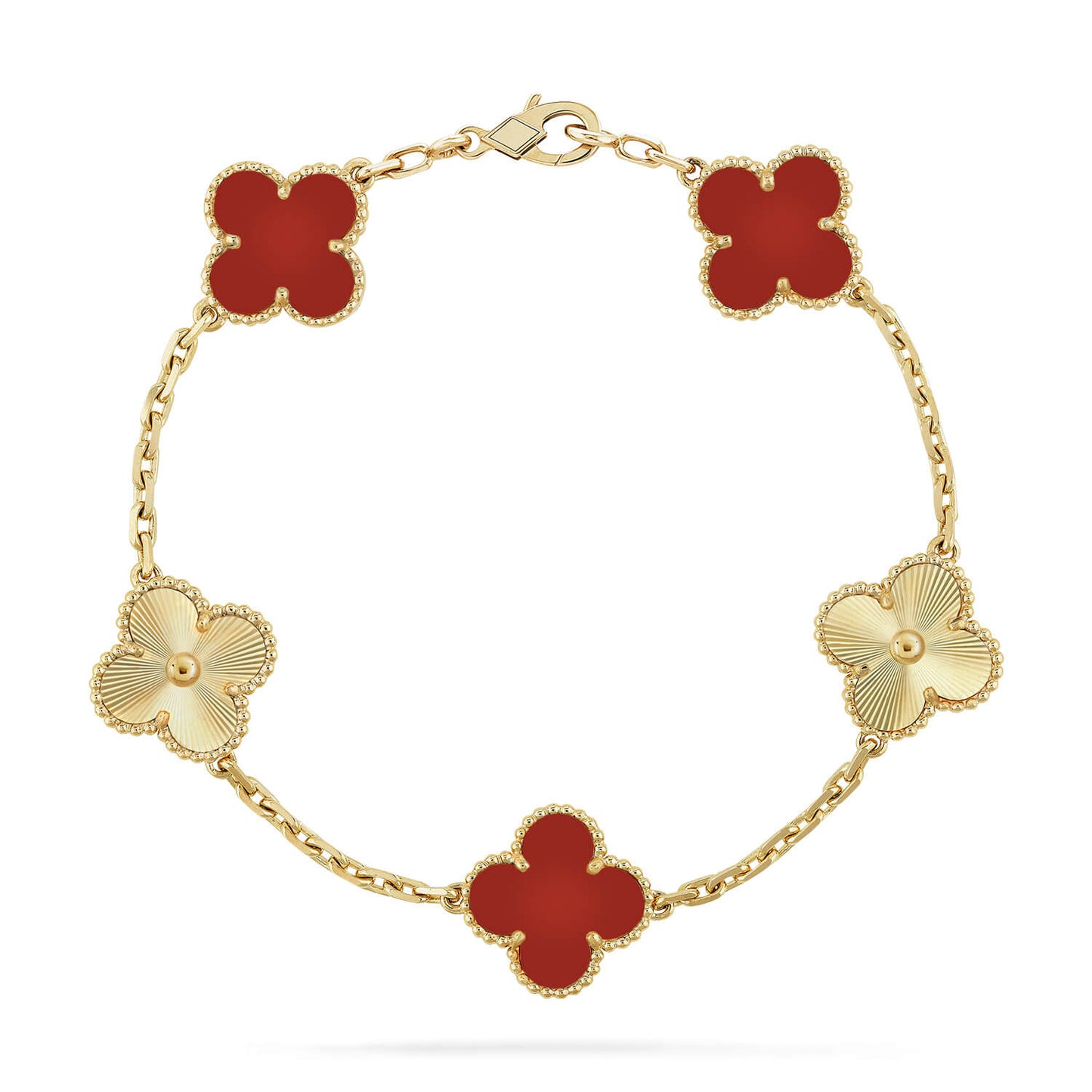 [Rosla Jewelry]CLOVER  5 MOTIFS CARNELIAN GOLD BRACELET