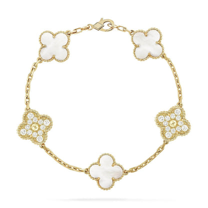 [Rosla Jewelry]CLOVER BRACELET 5 MOTIF WHITE MOP DIAMOND