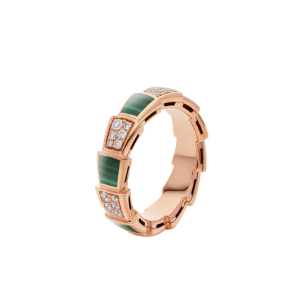 [Rosla Jewelry]SERPENTI RING PINK GOLD MALACHITE DIAMOND PAVED 4MM