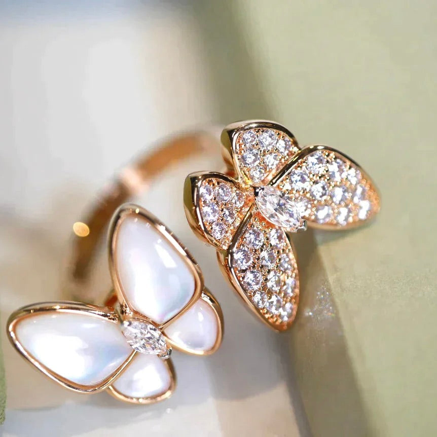 [Rosla Jewelry]TWIN BUTTERFLY DIAMOND MOP RING