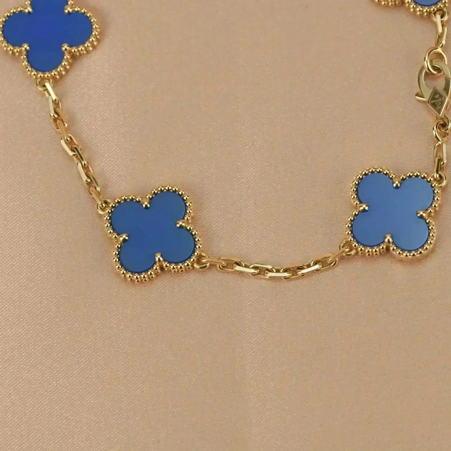 [Rosla Jewelry]CLOVER 5 MOTIFS BLUE AGATE BRACELET