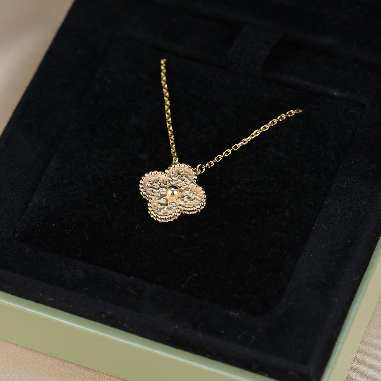 [Rosla Jewelry]CLOVER 15MM  BRONZING NECKLACE