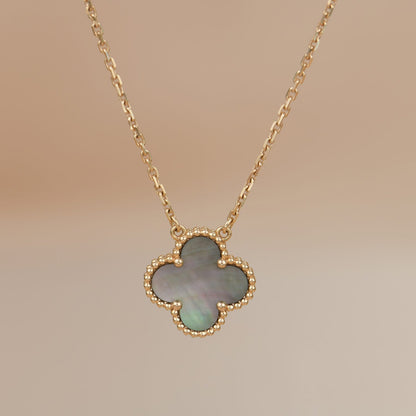 [Rosla Jewelry]CLOVER 15MM  GRAY MOTHER OF PEARL NECKLACE