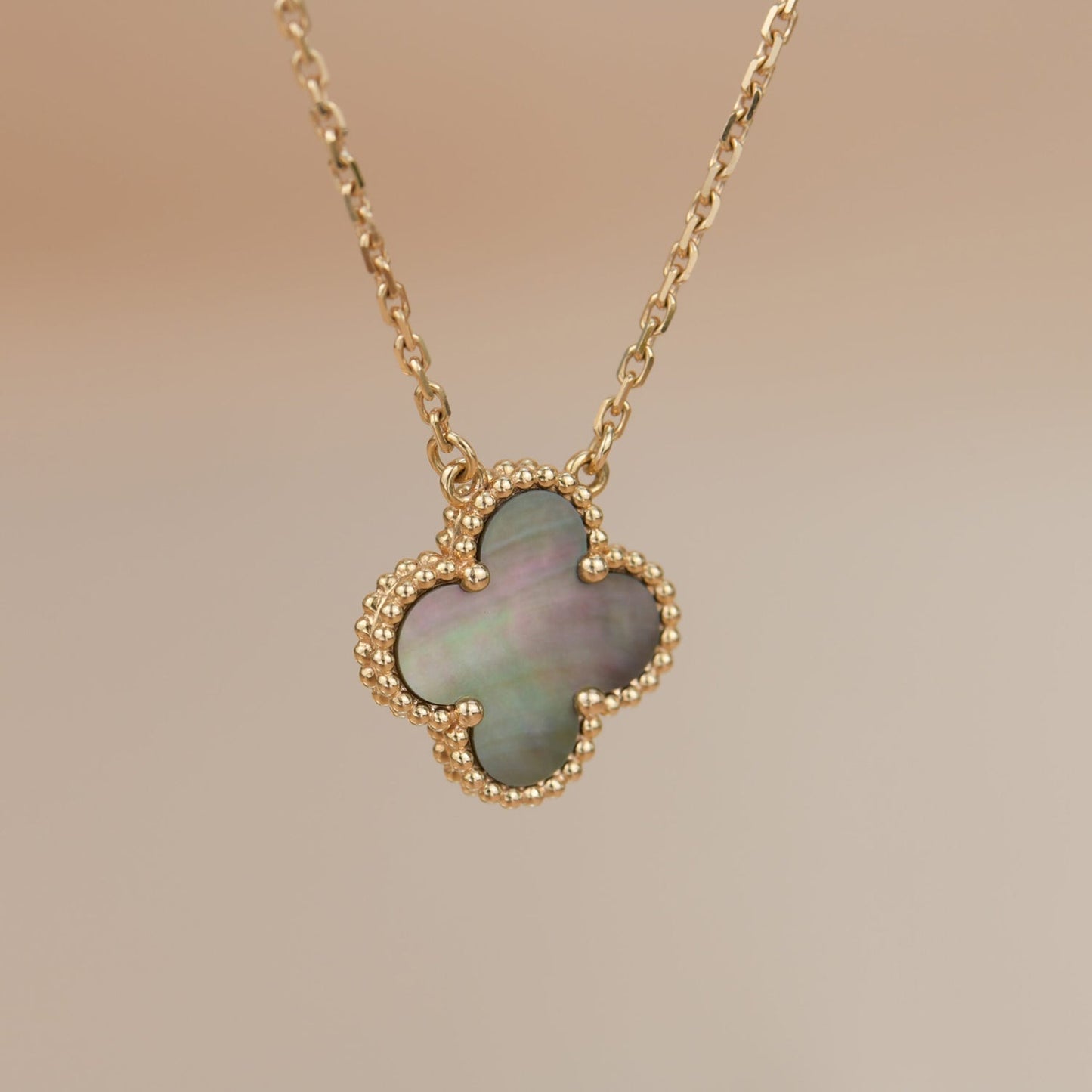 [Rosla Jewelry]CLOVER 15MM  GRAY MOTHER OF PEARL NECKLACE