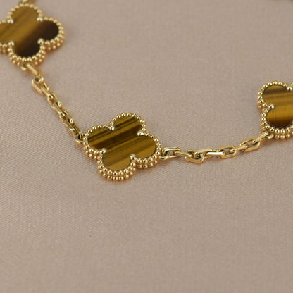 [Rosla Jewelry]CLOVER  5 MOTIFS TIGER EYE BRACELET