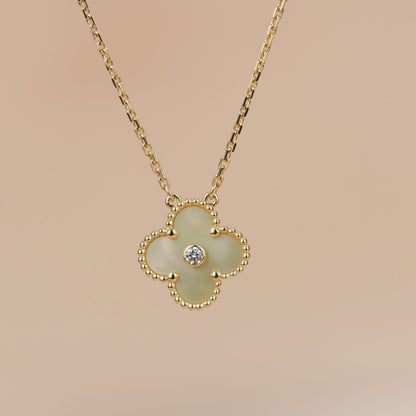 [Rosla Jewelry]CLOVER 15MM DIAMOND GOLD MOTHER OF PEARL NECKLACE