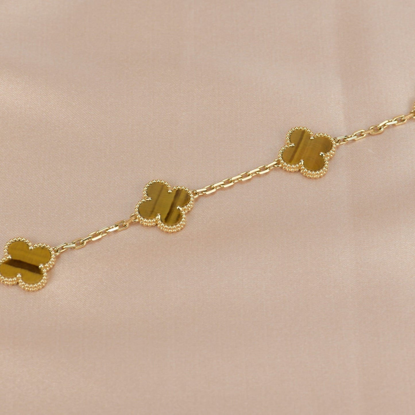 [Rosla Jewelry]CLOVER  5 MOTIFS TIGER EYE BRACELET