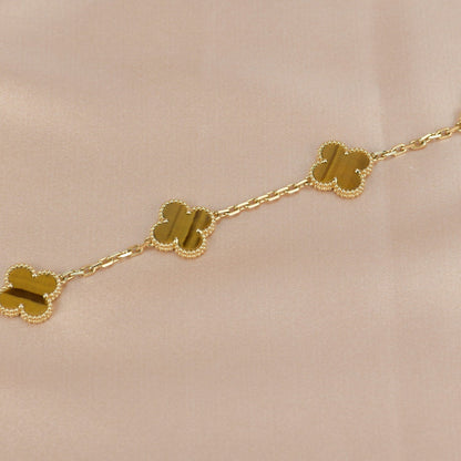 [Rosla Jewelry]CLOVER  5 MOTIFS TIGER EYE BRACELET