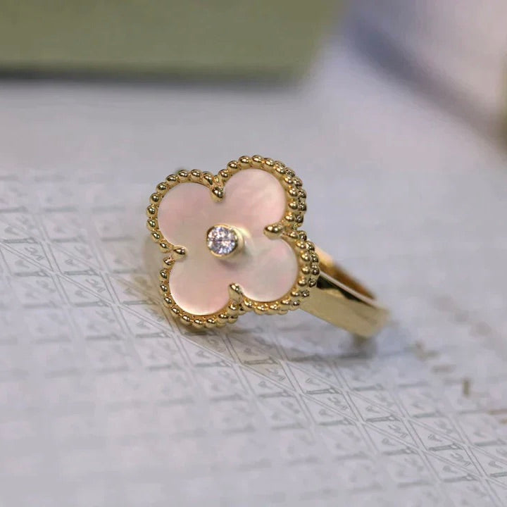 [Rosla Jewelry]CLOVER PINK MOP RING GOLD DIAMOND