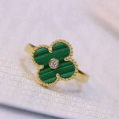 [Rosla Jewelry]CLOVER MALACHITE RING GOLD DIAMOND