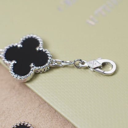 [Rosla Jewelry]CLOVER 5 MOTIF ONYXS  BRACELET SILVER