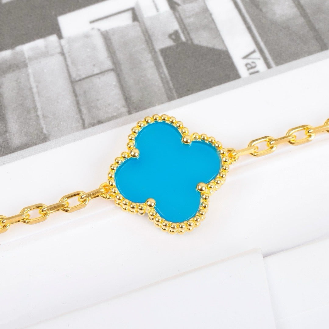 [Rosla Jewelry]CLOVER 5 MOTIFS TURQUOISE BRACELET