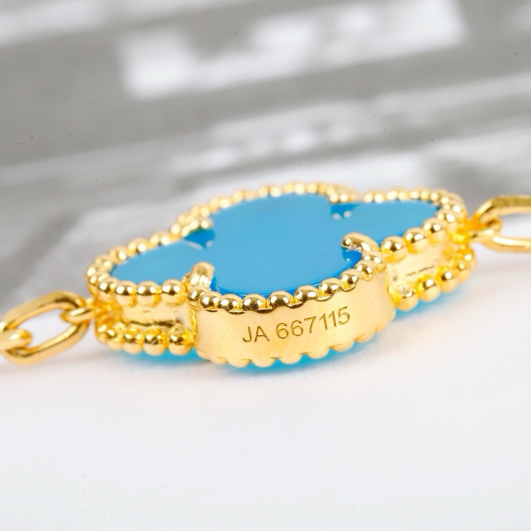 [Rosla Jewelry]CLOVER 5 MOTIFS TURQUOISE BRACELET