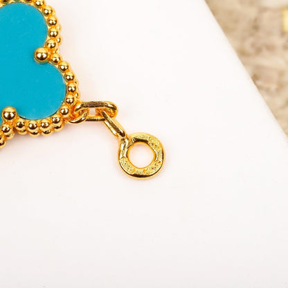 [Rosla Jewelry]CLOVER 5 MOTIF TURQUOISE DIAMOND GOLD BRACELET