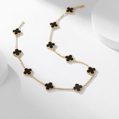 [Rosla Jewelry]CLOVER 10 MOTIFS ONYX NECKLACE