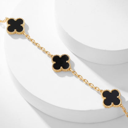 [Rosla Jewelry]CLOVER 10 MOTIFS ONYX NECKLACE