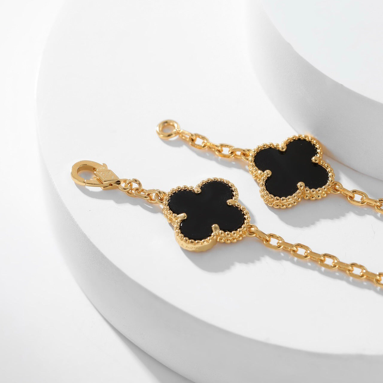 [Rosla Jewelry]CLOVER 10 MOTIFS ONYX NECKLACE