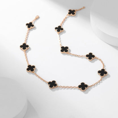 [Rosla Jewelry]CLOVER 10 MOTIFS ONYX NECKLACE