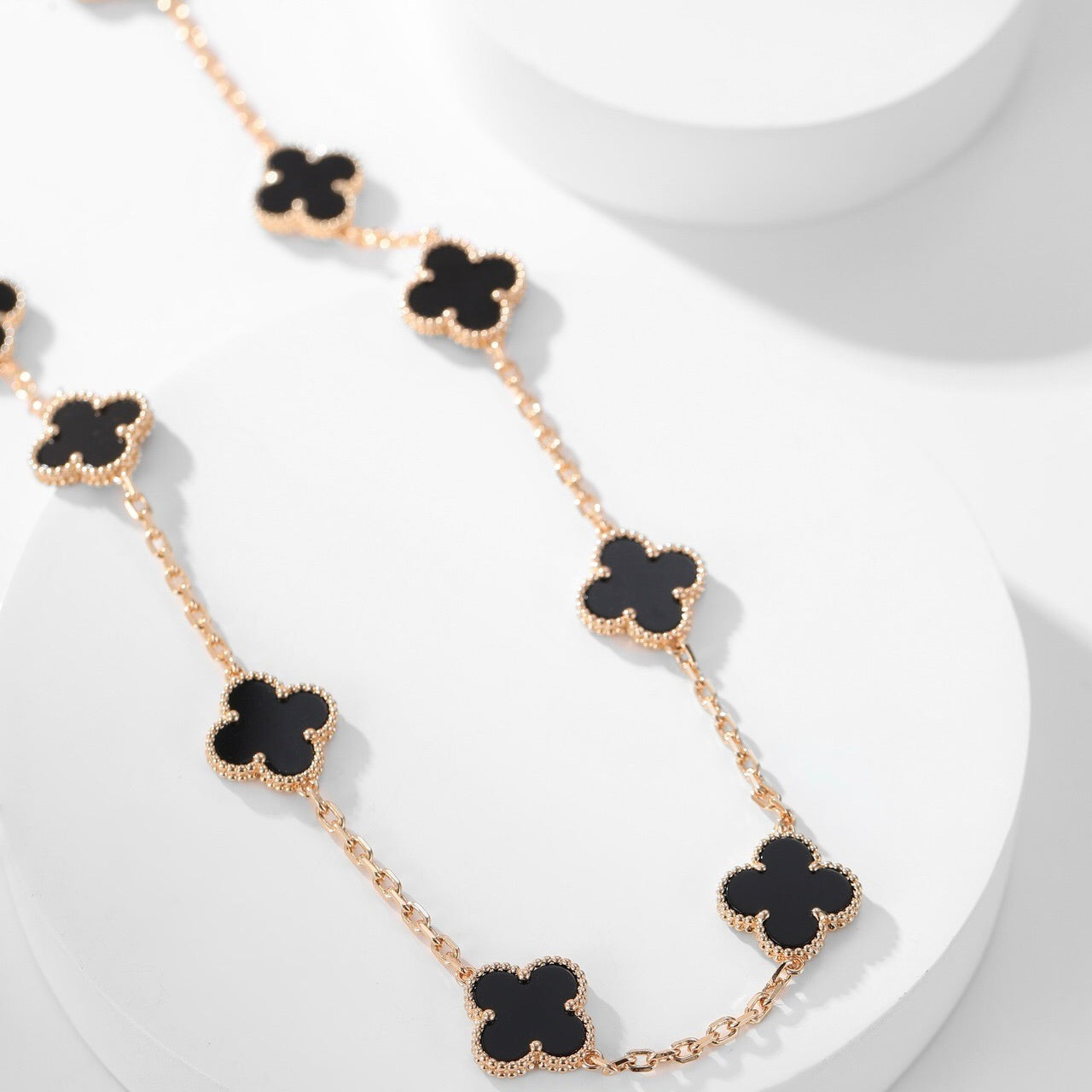 [Rosla Jewelry]CLOVER 10 MOTIFS ONYX NECKLACE