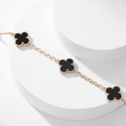 [Rosla Jewelry]CLOVER 10 MOTIFS ONYX NECKLACE