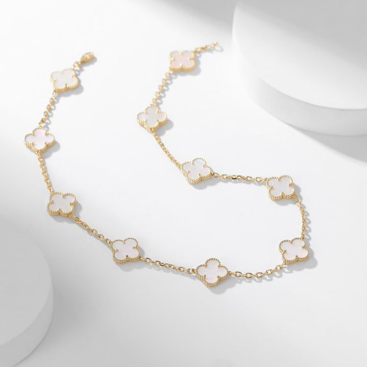 [Rosla Jewelry]CLOVER 10 MOTIFS WHITE MOTHER OF PEARL NECKLACE