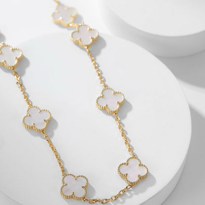 [Rosla Jewelry]CLOVER 10 MOTIFS WHITE MOTHER OF PEARL NECKLACE