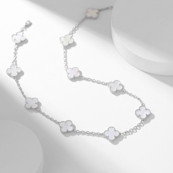 [Rosla Jewelry]CLOVER 10 MOTIFS WHITE MOTHER OF PEARL NECKLACE