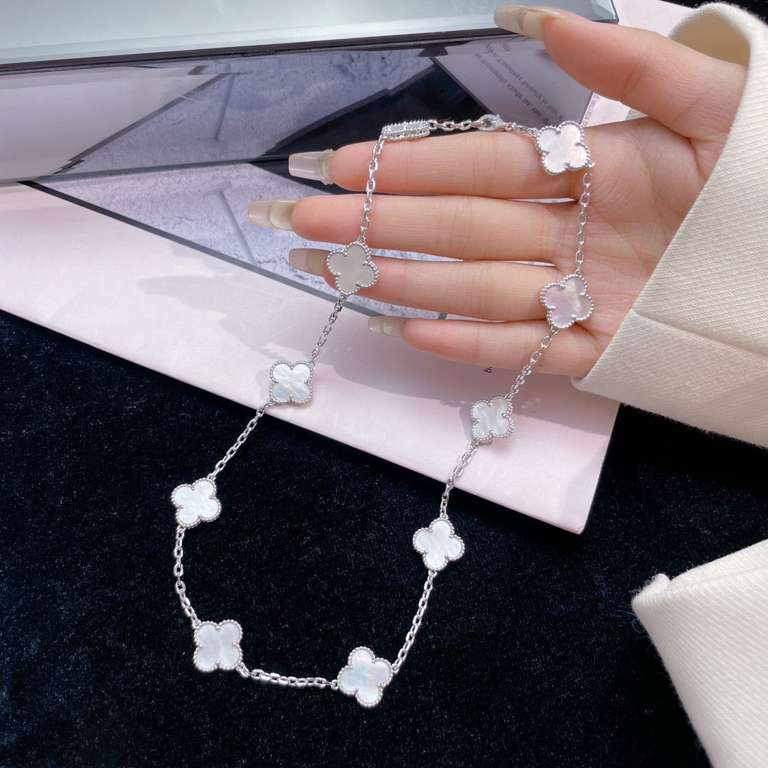 [Rosla Jewelry]CLOVER 10 MOTIFS WHITE MOTHER OF PEARL NECKLACE