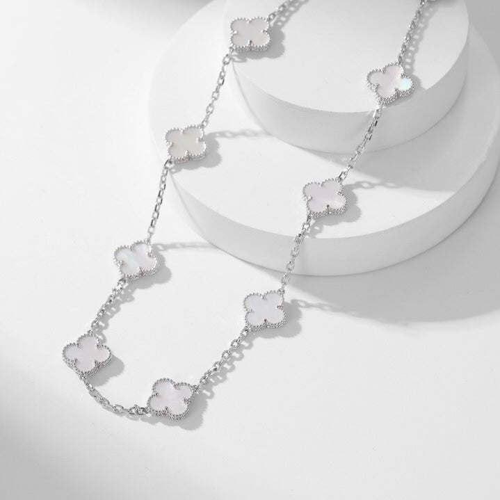 [Rosla Jewelry]CLOVER 10 MOTIFS WHITE MOTHER OF PEARL NECKLACE